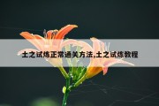 土之试炼正常通关方法,土之试炼教程