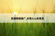 武隆网络推广,方得人心的意思