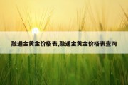 融通金黄金价格表,融通金黄金价格表查询