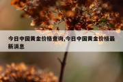 今日中国黄金价格查询,今日中国黄金价格最新消息