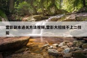 雷影副本通关方法视频,雷影大招接不上二技能